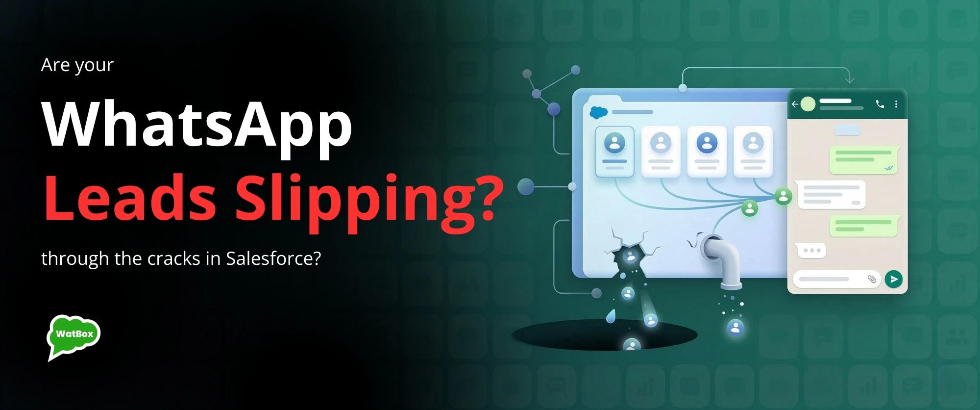 CRM leads leaking from Salesforce pipeline while WhatsApp chat stops loss with WhatsApp for Salesforce