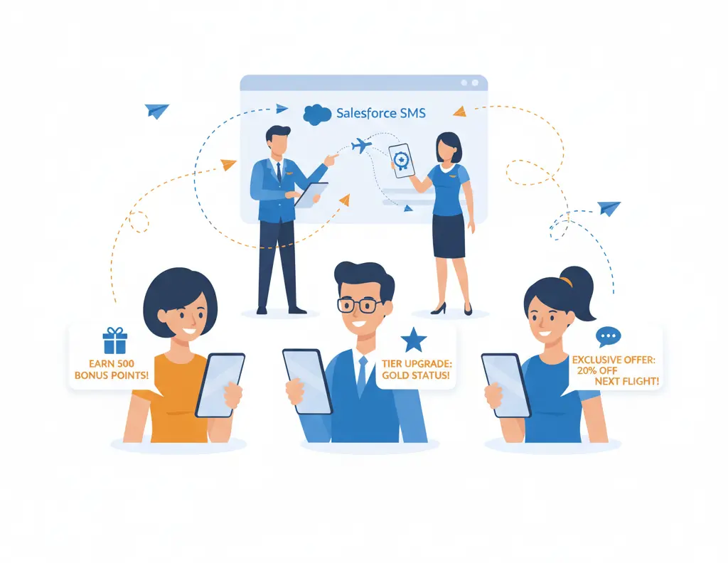 Salesforce SMS loyalty program and reward updates for airlines