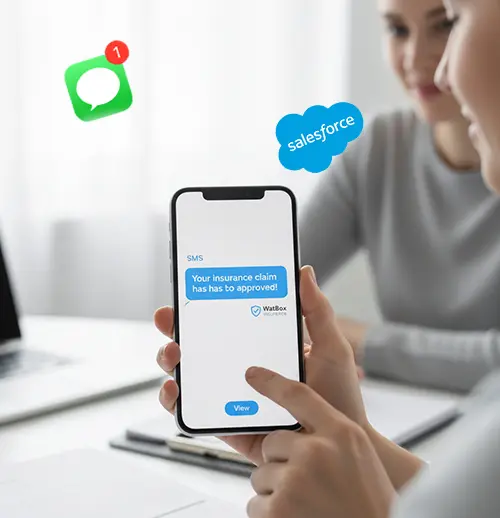 Salesforce SMS claim notification alerts for insurance companies