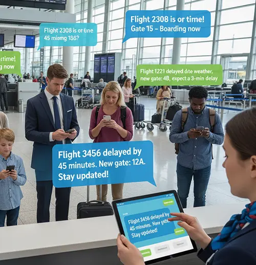 Salesforce SMS for real-time flight alerts and gate change notifications