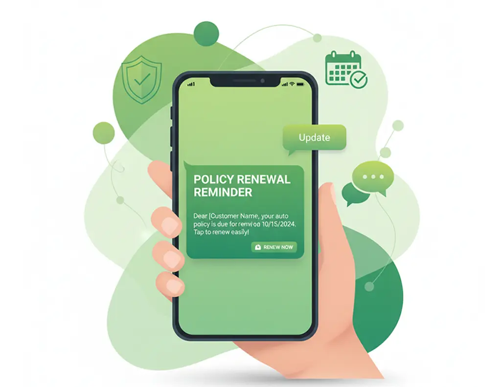 Salesforce SMS policy updates and renewal reminders for insurance customers