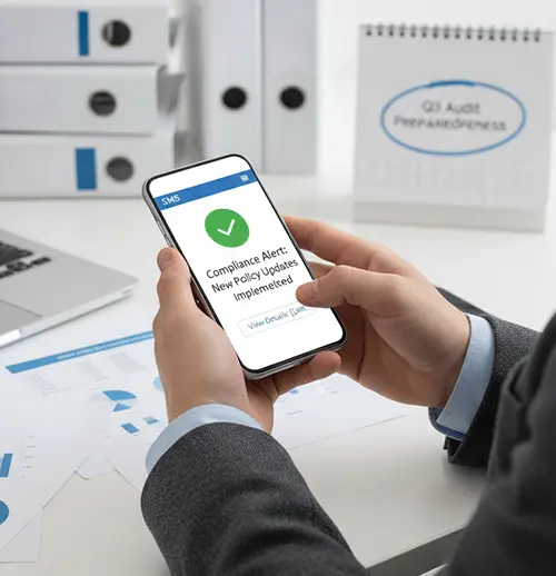 Salesforce SMS regulatory update notifications for banks