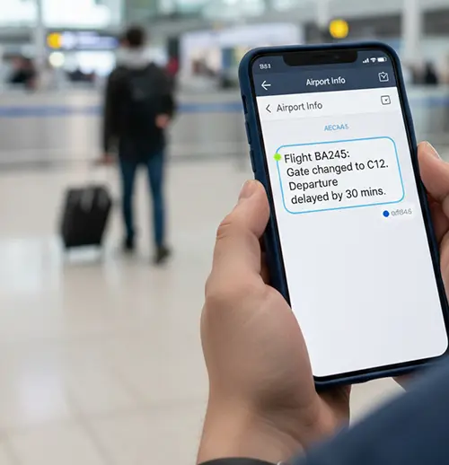 Salesforce SMS flight delay and gate change alerts for airlines