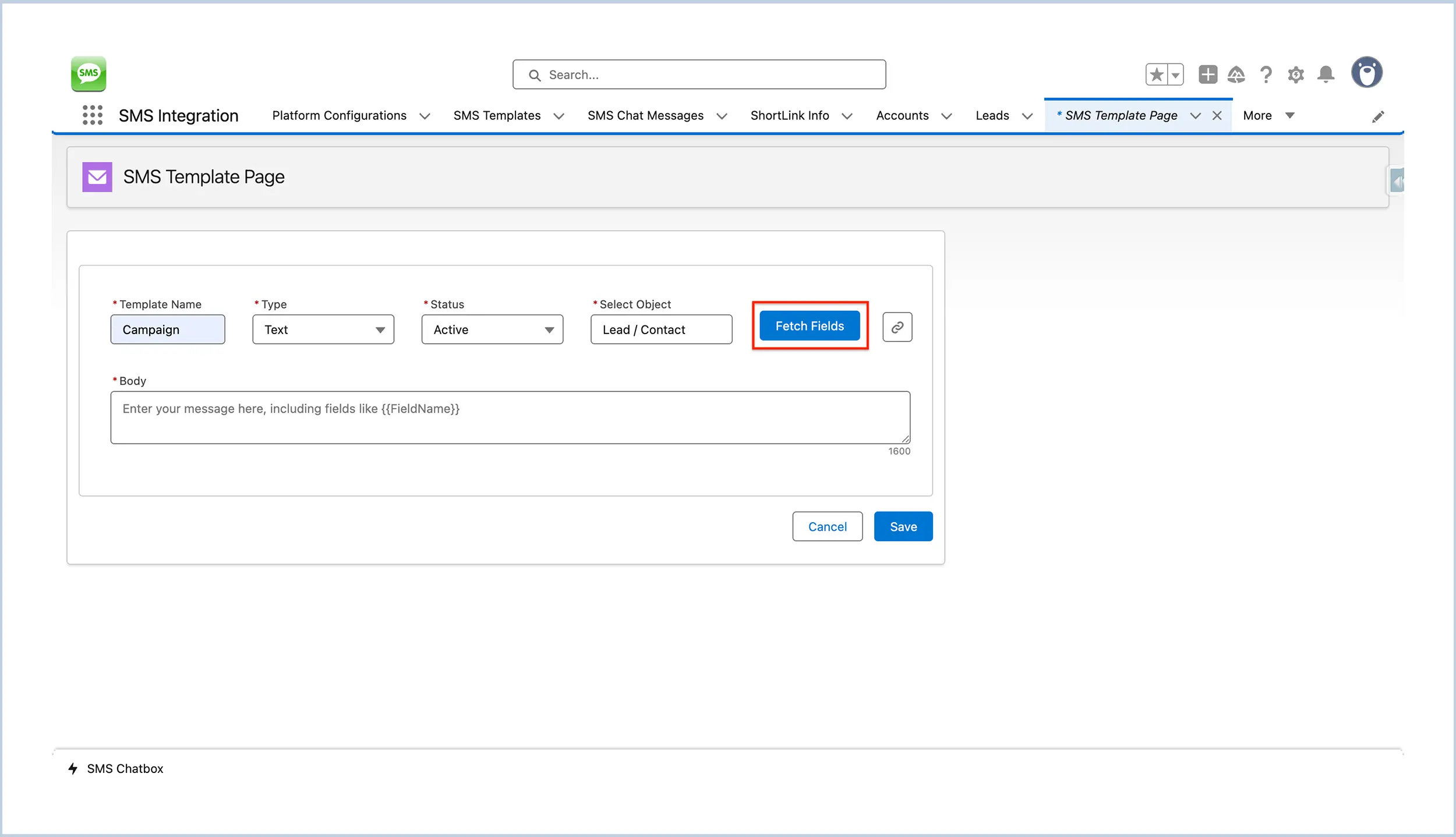 Message body input using merge fields like FirstName